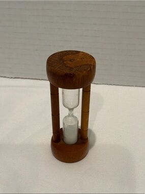 Wooden Hourglass Timer with White Sand 3.5” tall